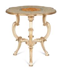 An Italian Rococo Style Silver Gilt Side Table with Faux Marble Top