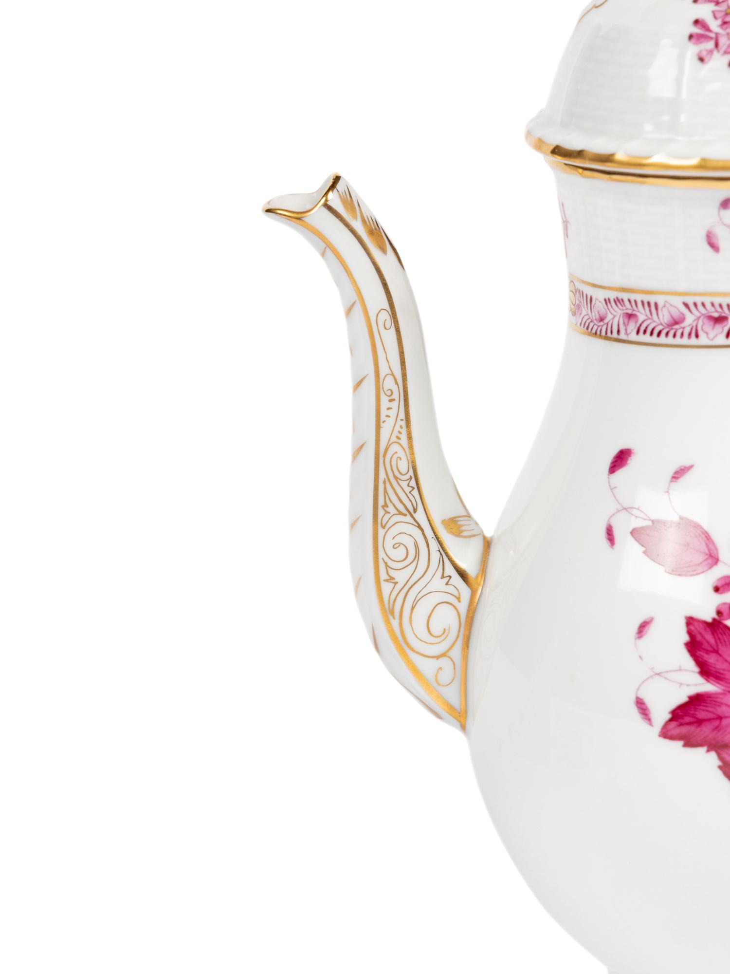 A Herend Chinese Bouquet Raspberry Porcelain Espresso Service
