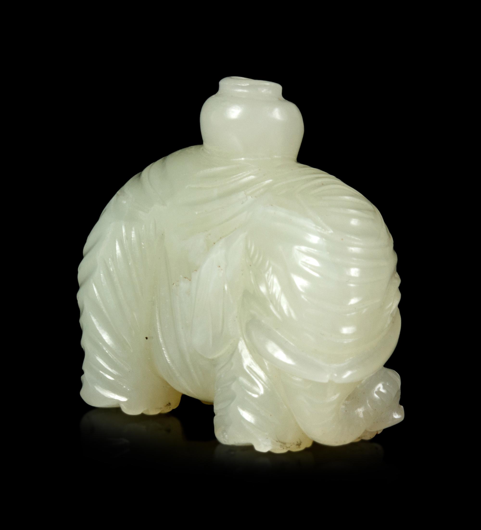 A Small Pale Celadon Jade Figure of an Elephant