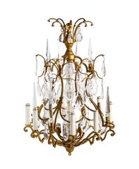 A French Gilt Metal and Glass Eight-Light Chandelier