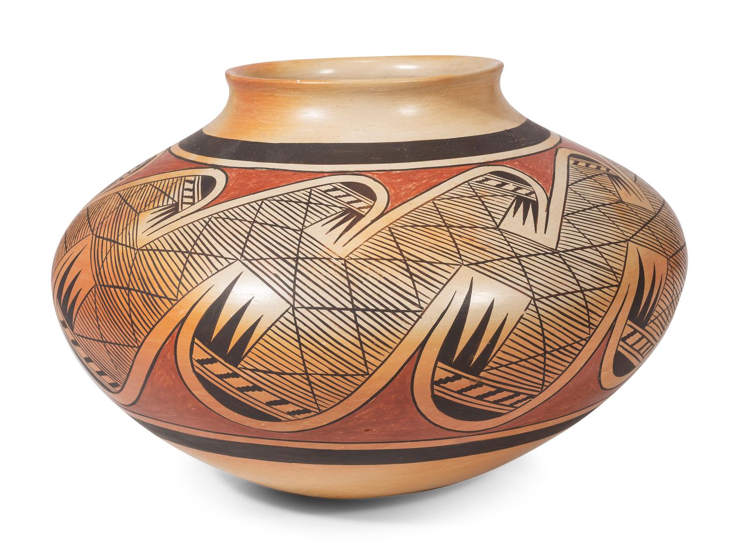 Polychrome Pottery Jar, with Migration Pattern
