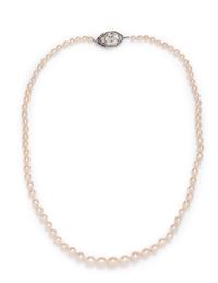NATURAL PEARL AND DIAMOND NECKLACE