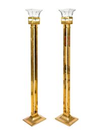 A Pair of Chapman Polished Brass Fire and Ice Torchères