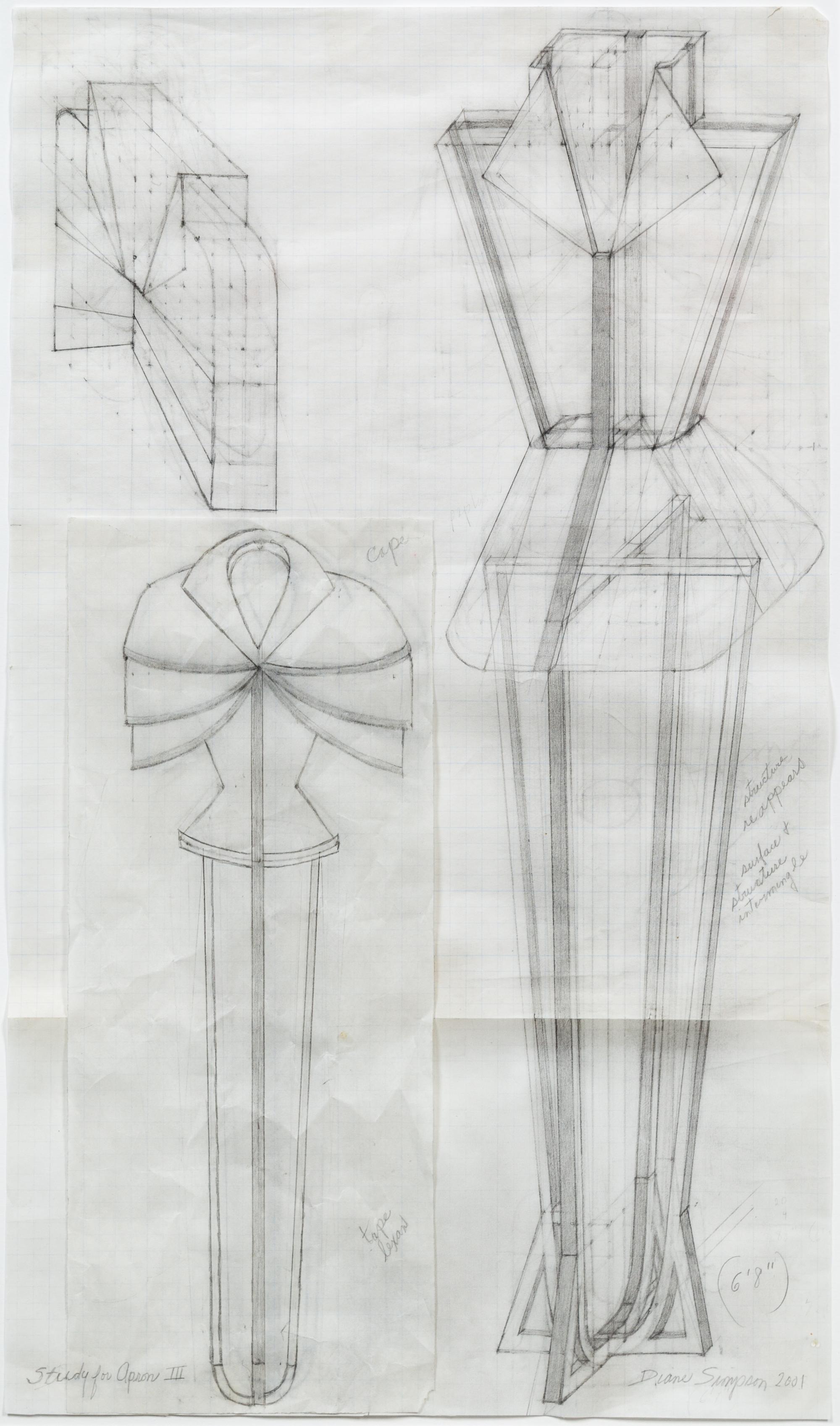 Diane Simpson, (American, b. 1955), Pattern for Sleeve-Cradle, 1997 and Study for Apron III, 2001