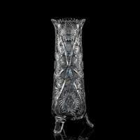 A Brilliant-Period Cut Glass Vase with Three Peg Feet