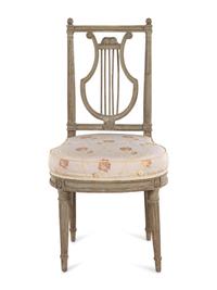 A Louis XVI Style Gray Painted Side Chair