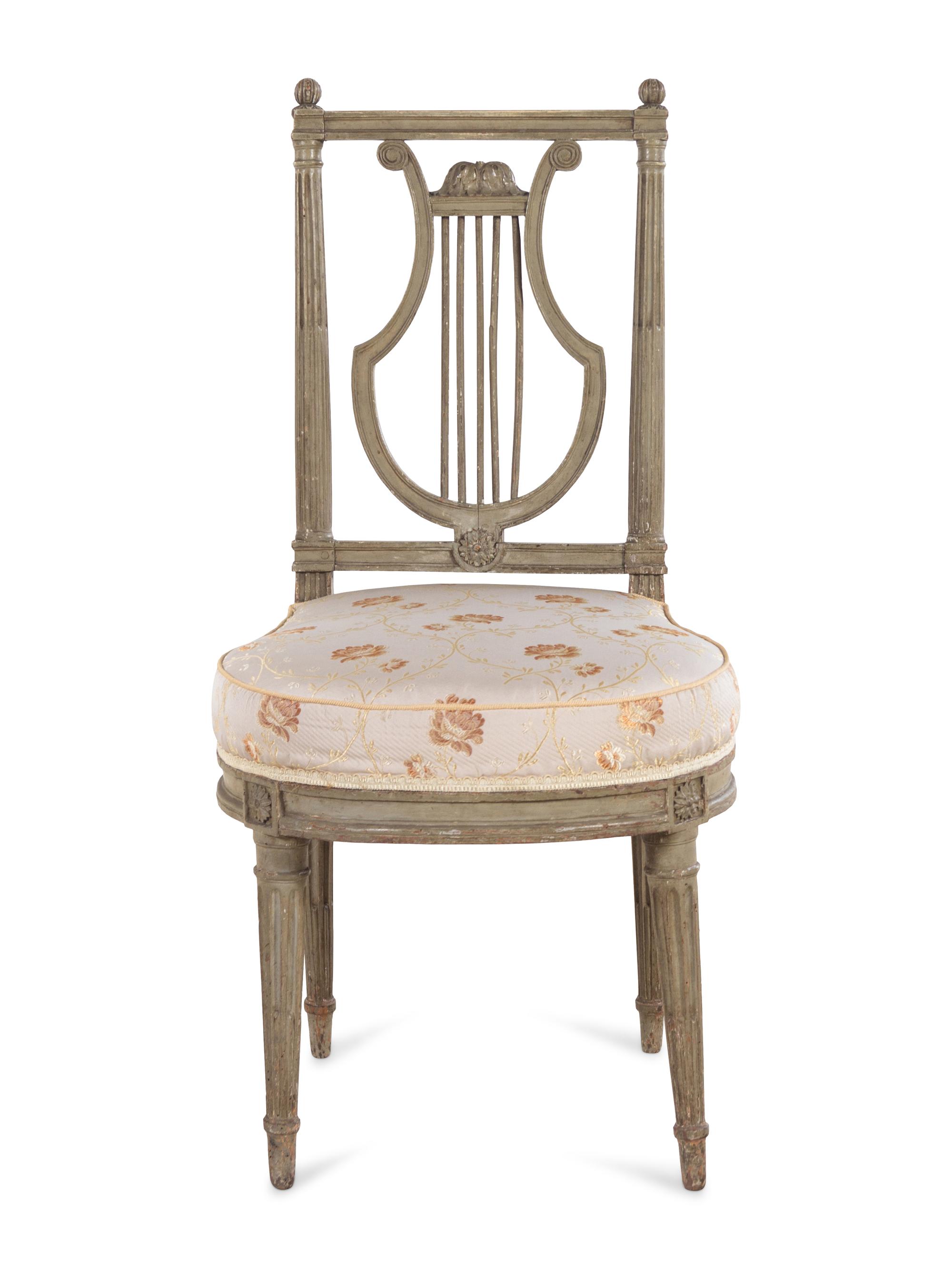 A Louis XVI Style Gray Painted Side Chair