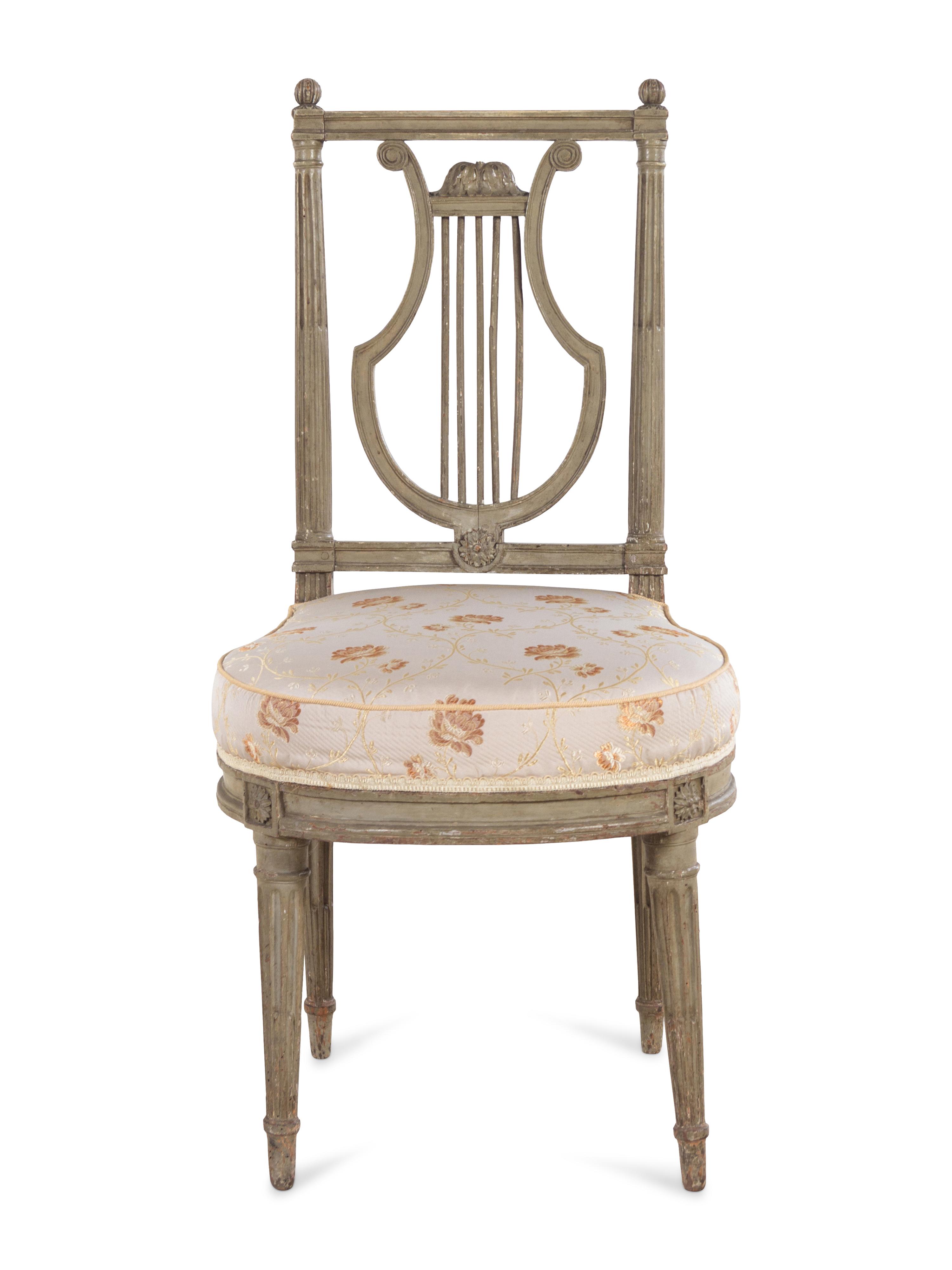 A Louis XVI Style Gray Painted Side Chair
