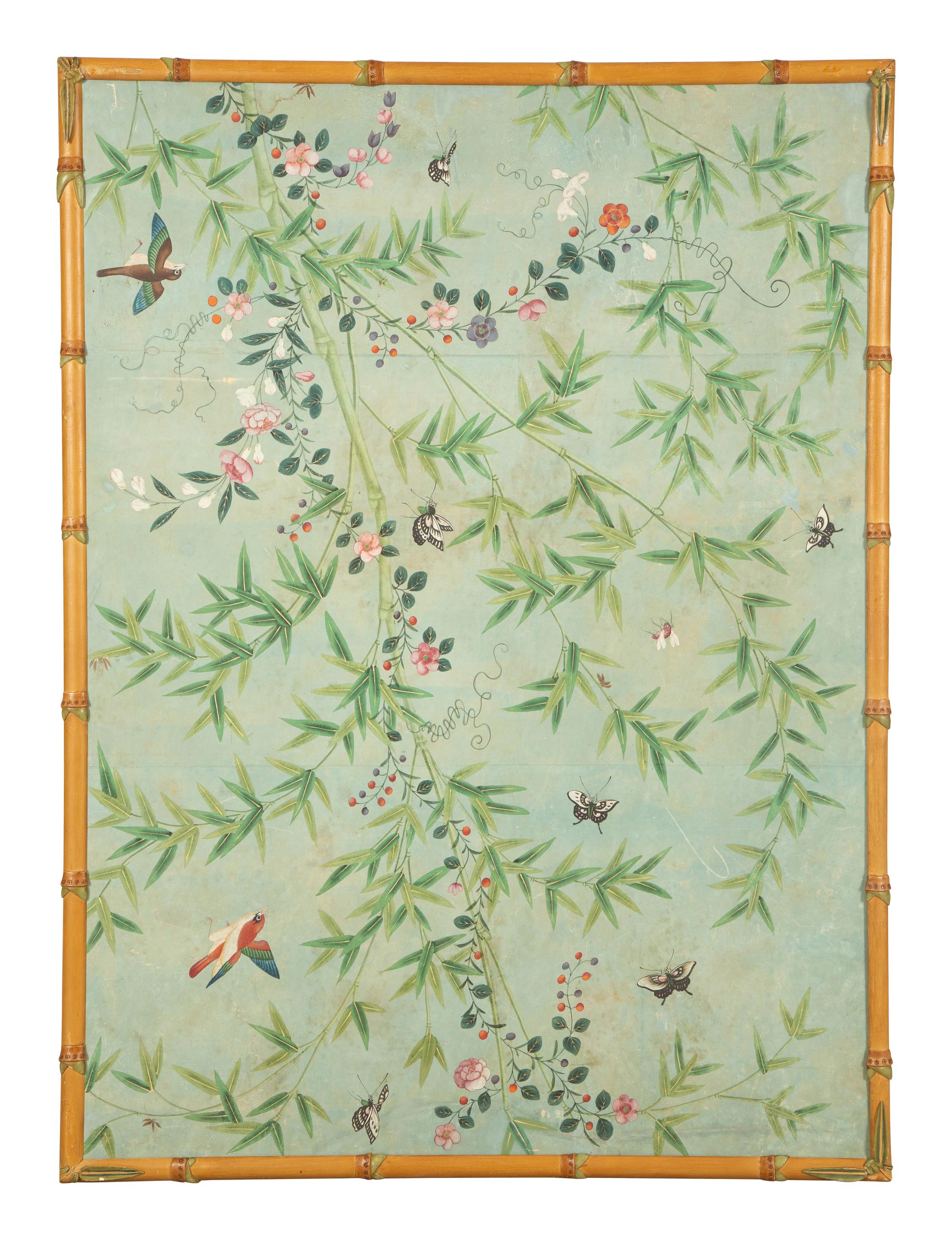 A Pair of Chinoiserie Wallpaper Panels — 19th/20th Century