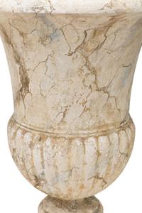 A Pair of Large Painted Faux Marble Urns