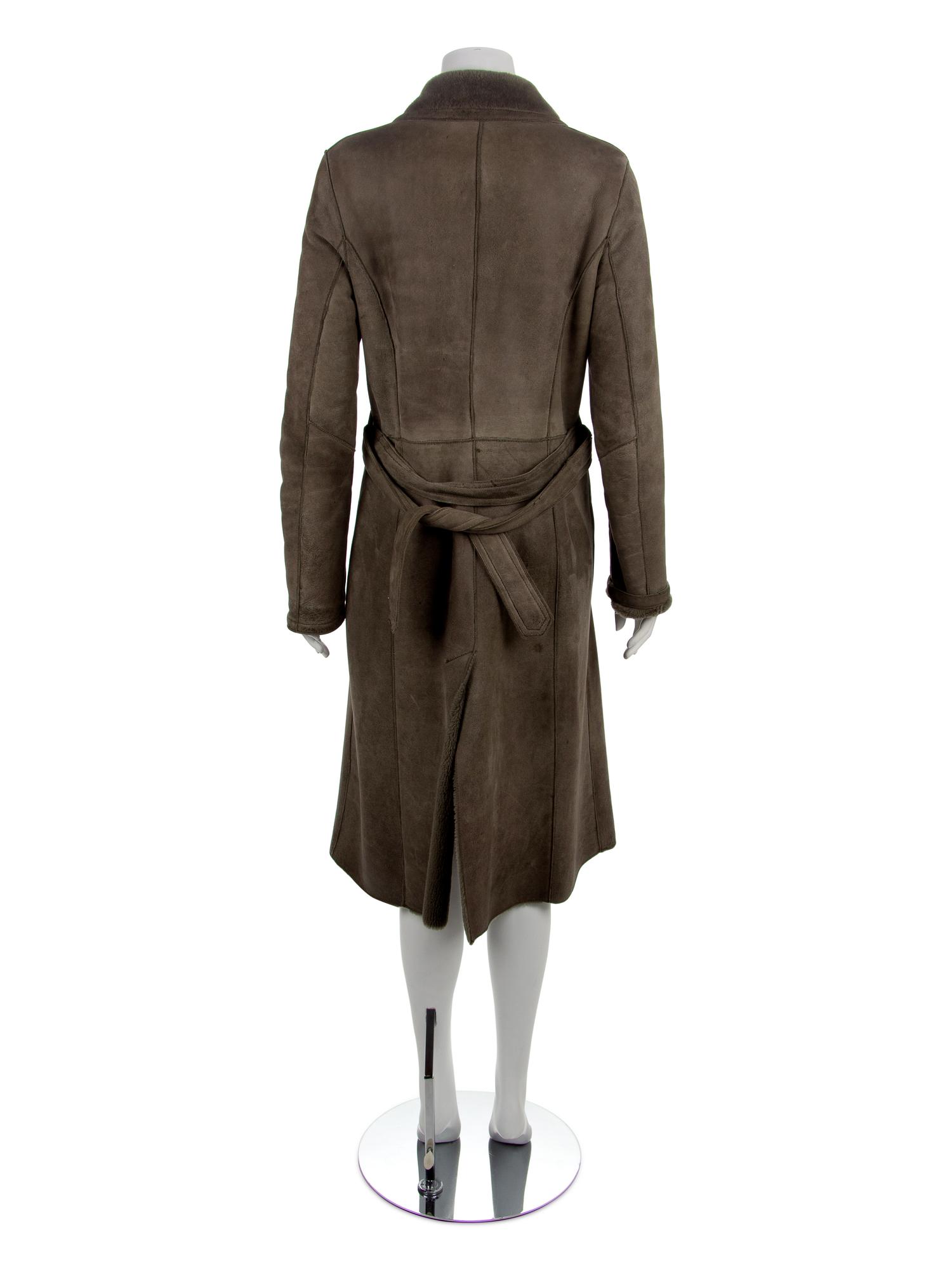 Burberry Green Shearling Coat, 1990-2000s