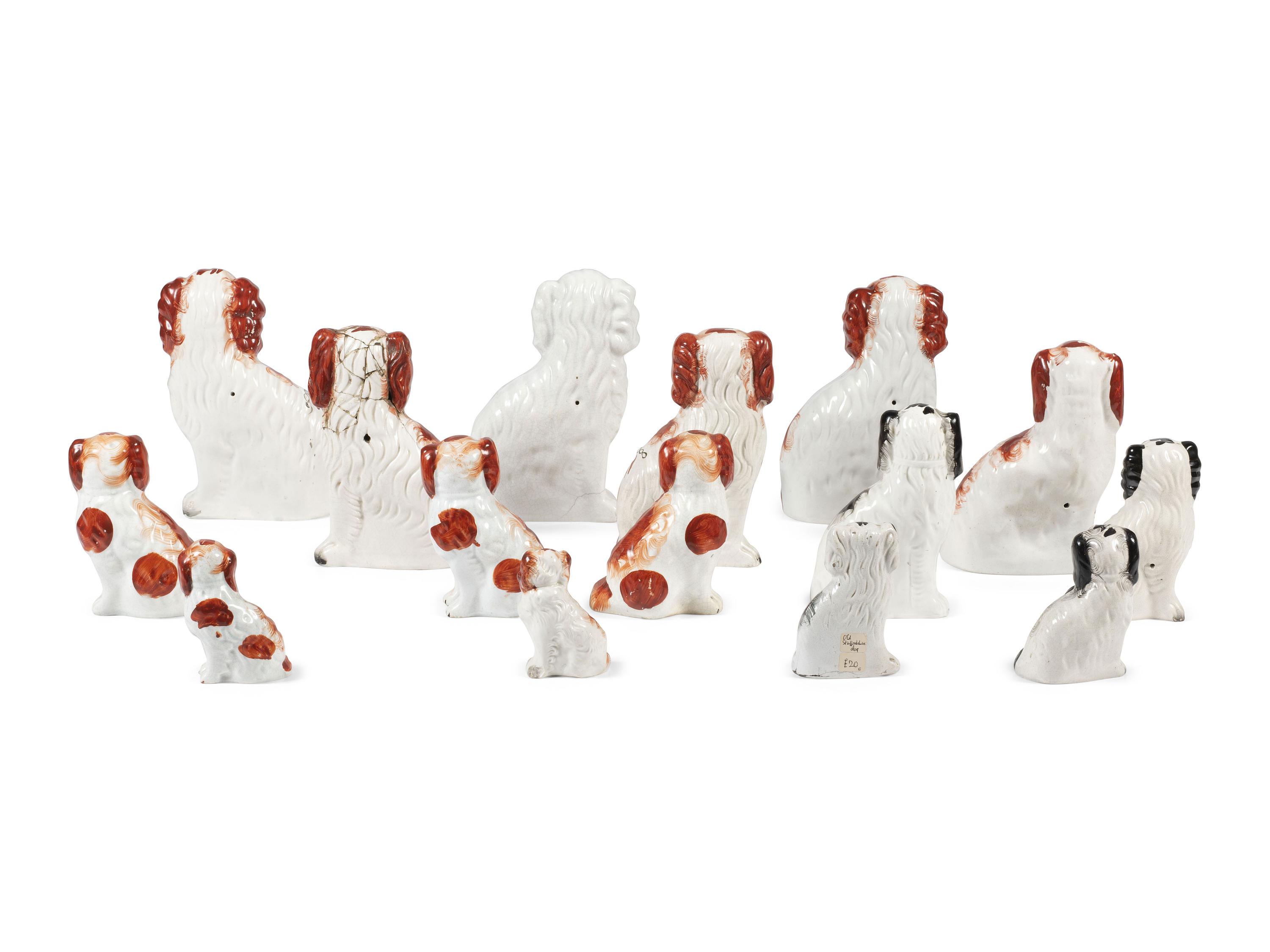 A Group of Fifteen Staffordshire Spaniels