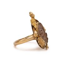 ANTIQUE, YELLOW GOLD AND OAK SET