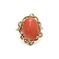 CORAL AND DIAMOND RING