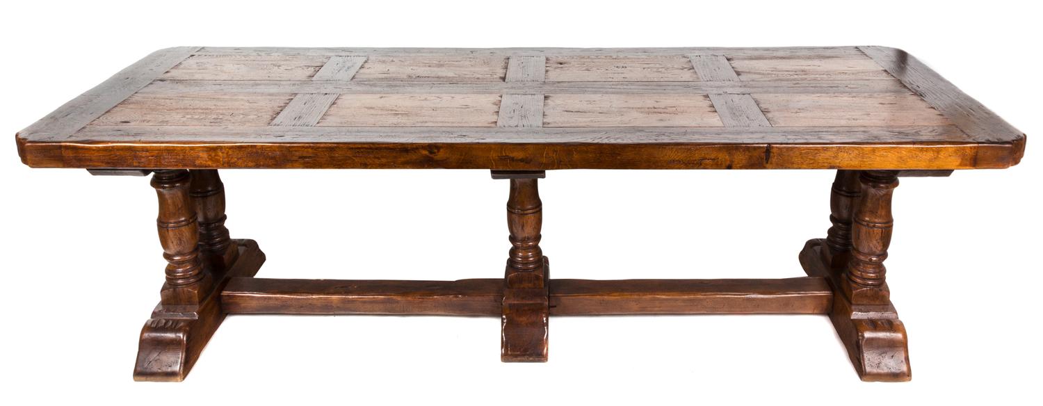 A Northern European Oak Refectory Table Height 29 3/4 x width 98 1/2 x depth 35 1/2 inches.