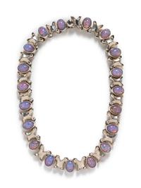 A Sterling Silver and Assembled Opal Simulant Necklace, Mexican,