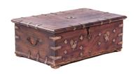 A Continental Brass Mounted Mahogany Lock Box, Width 25 1/2 inches.