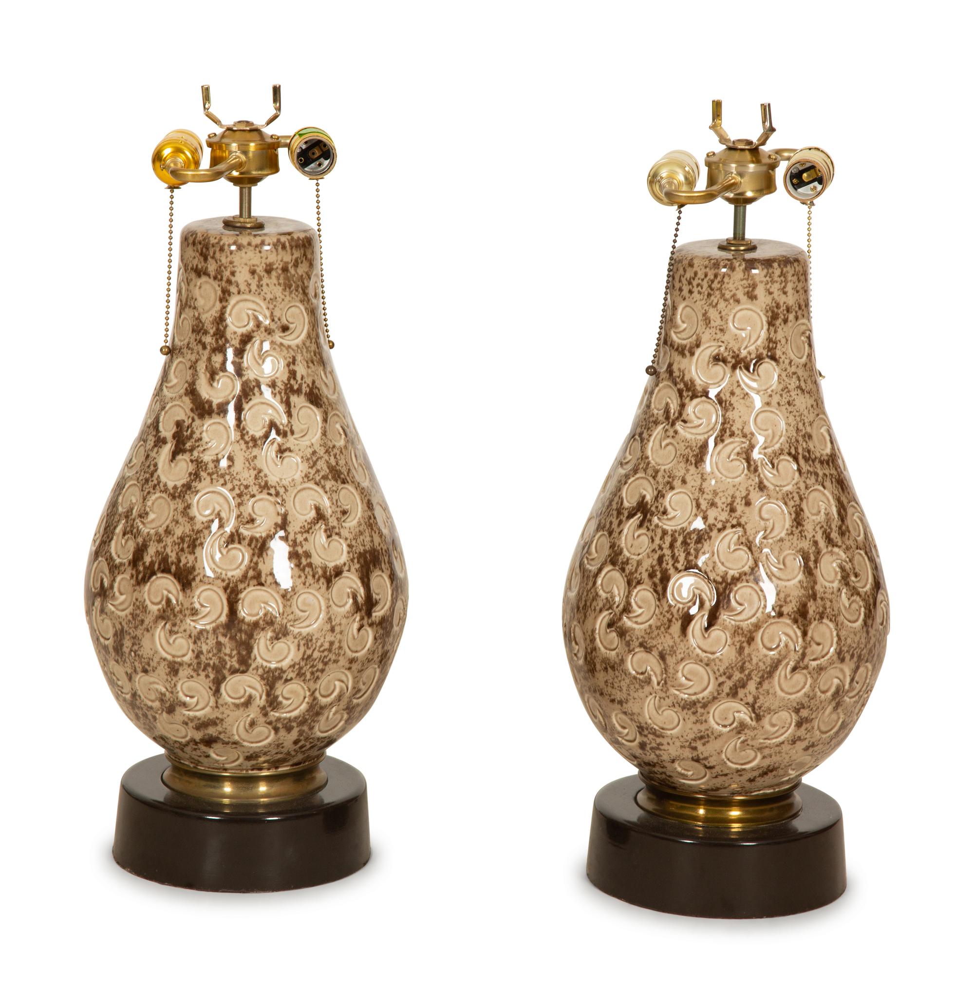 A Pair of Glazed Ceramic Table Lamps