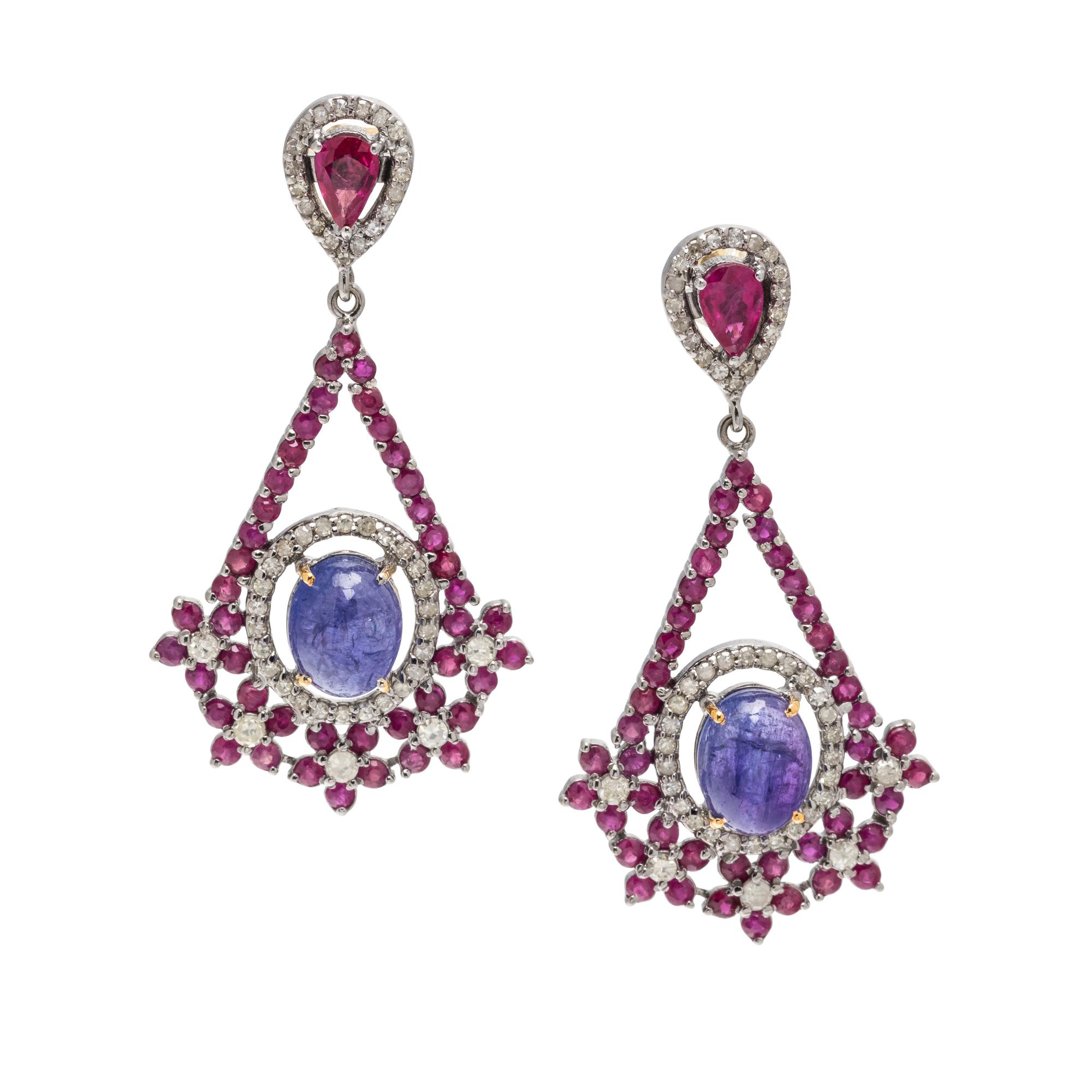 GEMSTONE AND DIAMOND EARRINGS
