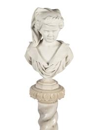 An Italian Carved Marble Bust of a Girl