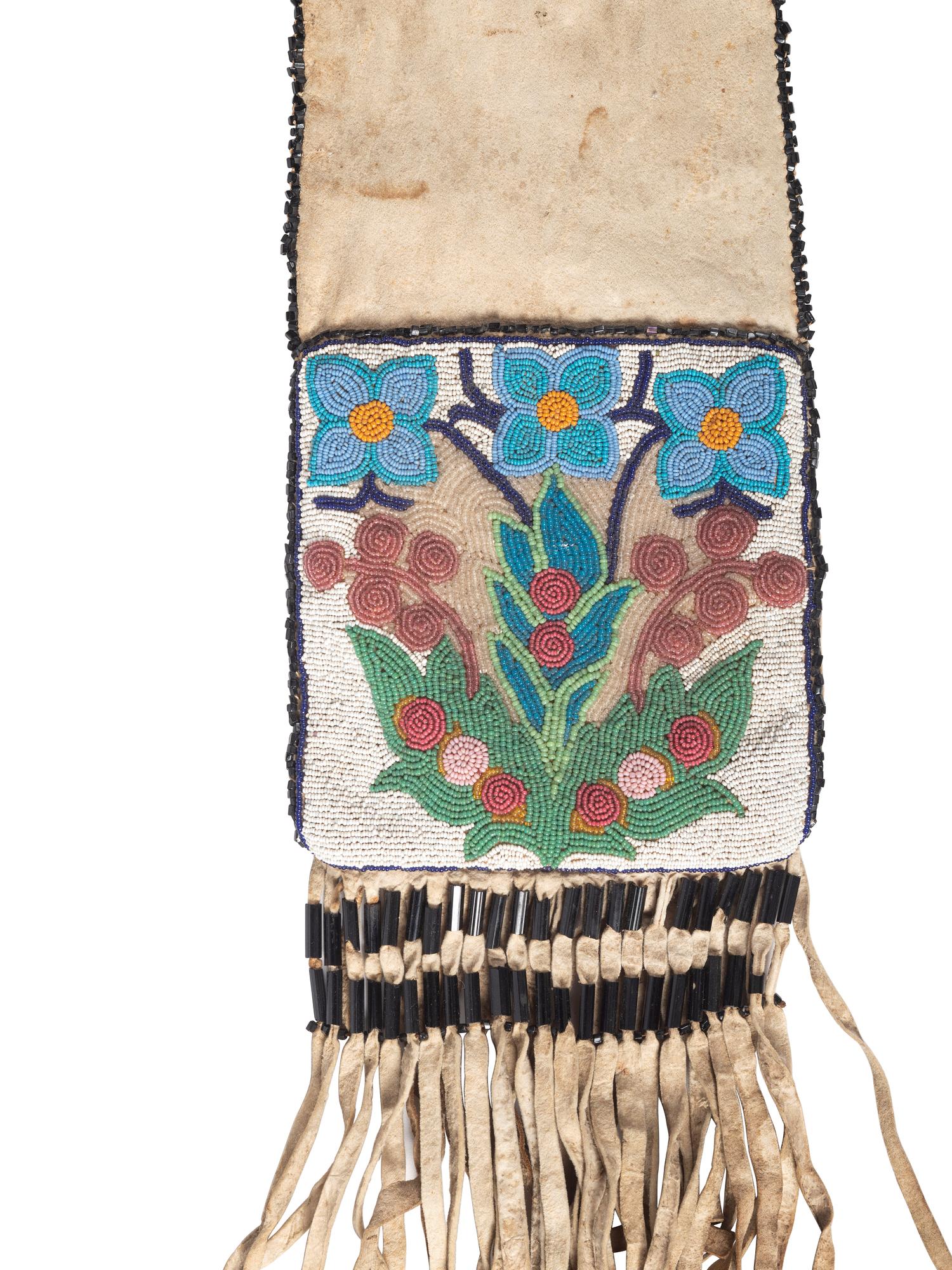 Cree Beaded Hide Tobacco Bag