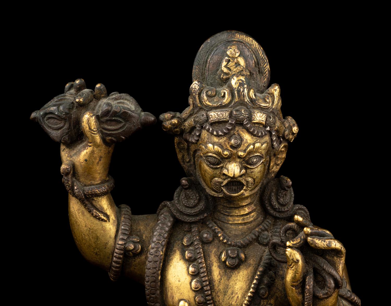 A Parcel-Gilt Bronze Figure of Bodhisattva Vajrapani
