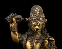 A Parcel-Gilt Bronze Figure of Bodhisattva Vajrapani