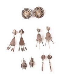 Navajo Silver and Turquoise Hook and Post Earrings