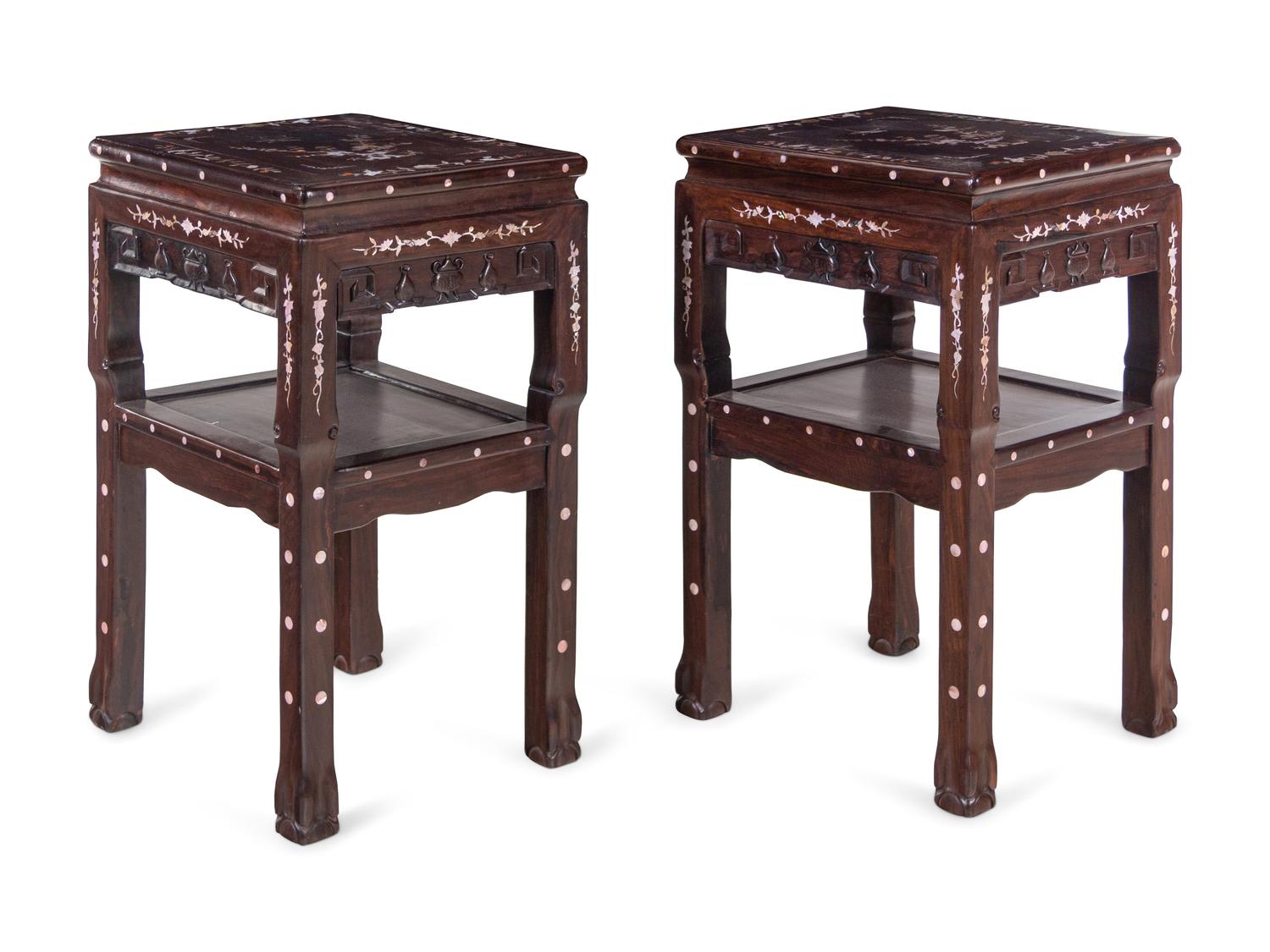A Set of Chinese Rosewood and Mother-of-Pearl Inlaid Furniture