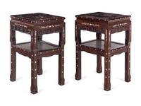 A Set of Chinese Rosewood and Mother-of-Pearl Inlaid Furniture