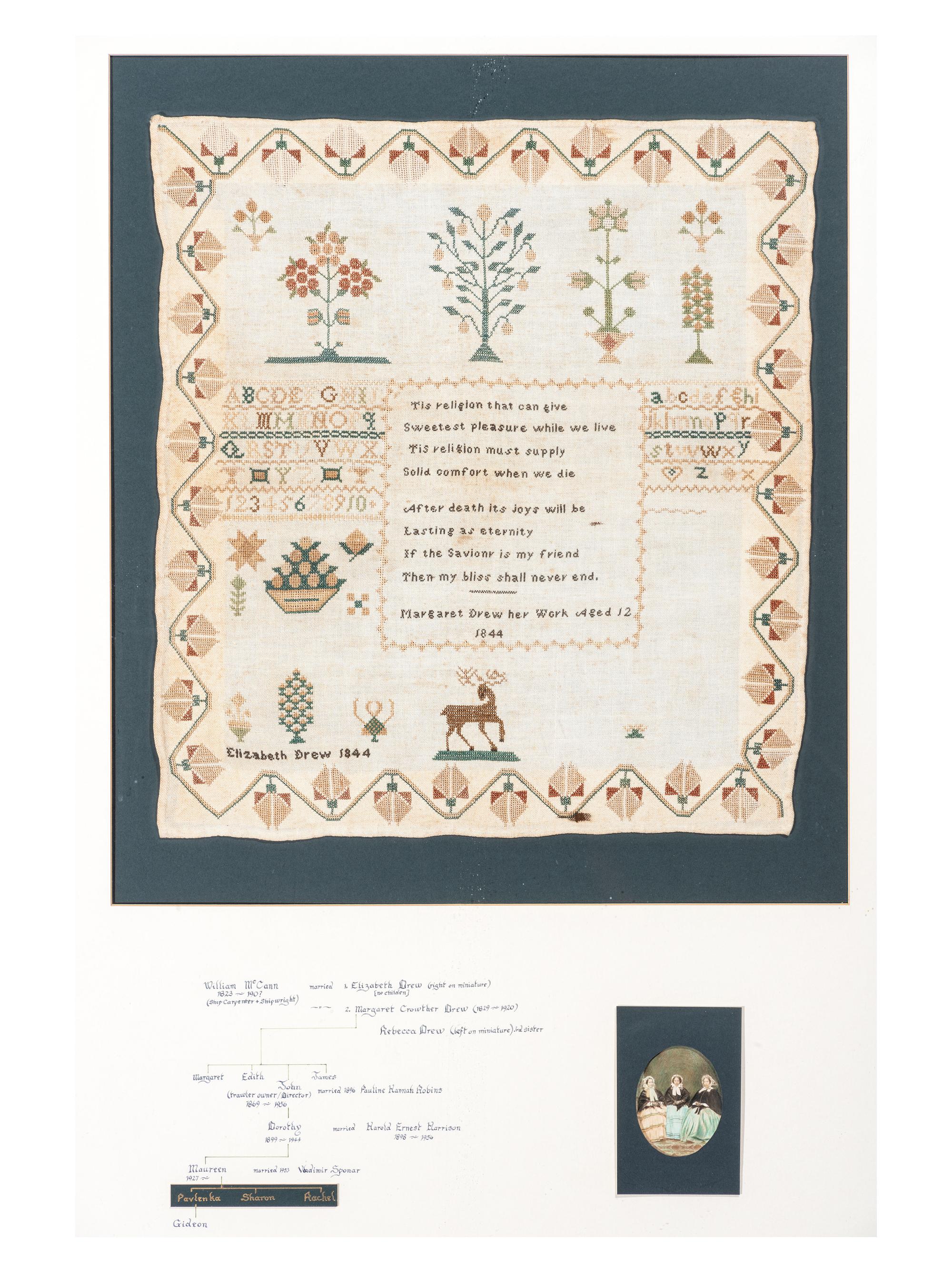 An English Needlework Embroidered Schoolgirl's Sampler