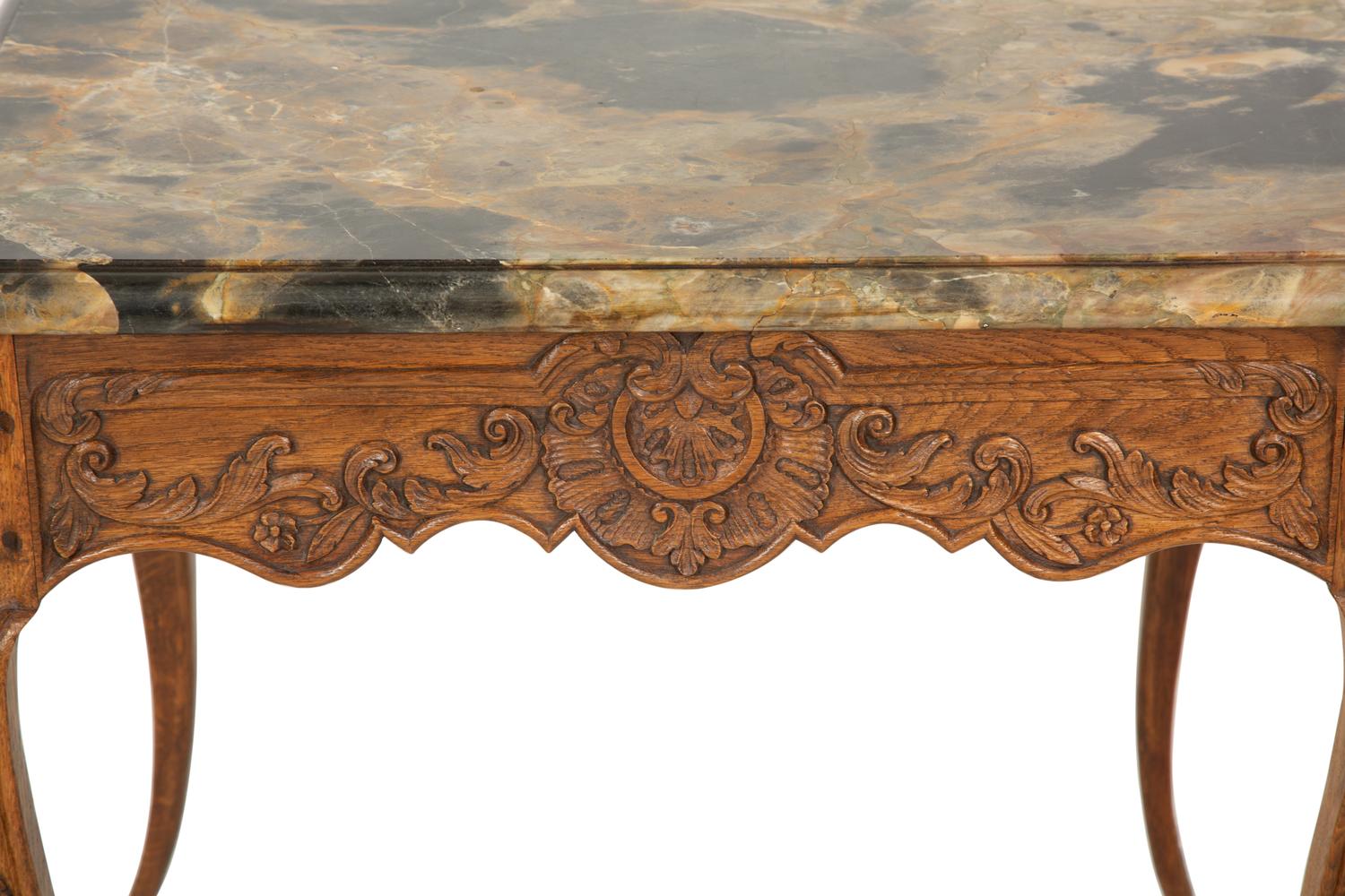 A Régence Style Carved Oak Marble Top Side Table
