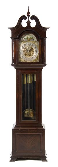 An American Mahogany Tall Case Clock, Height 86 1/2 inches.