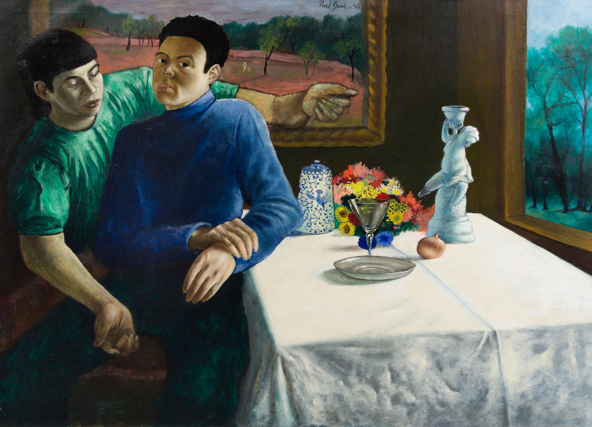 Noel Rockmore, (American, 1928-1995), Interior with Two Figures, 1948