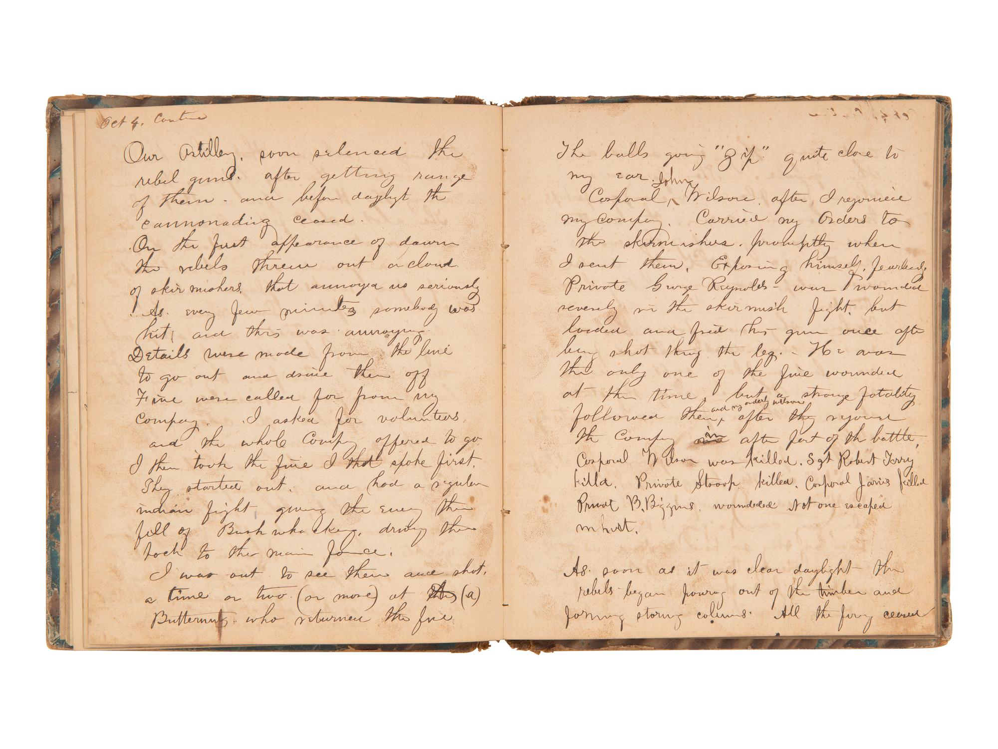 JACKSON, Col. Oscar L. (1840-1920). Five journals, incl. descriptions of Oscar L. Jackson's political activism during the 1860 campaign and his service with 63rd OVI, with campaign broadside noting Jackson as a speaker.