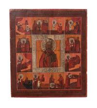 An Eastern European Painted Icon 16 5/8 x 14 3/8 inches.
