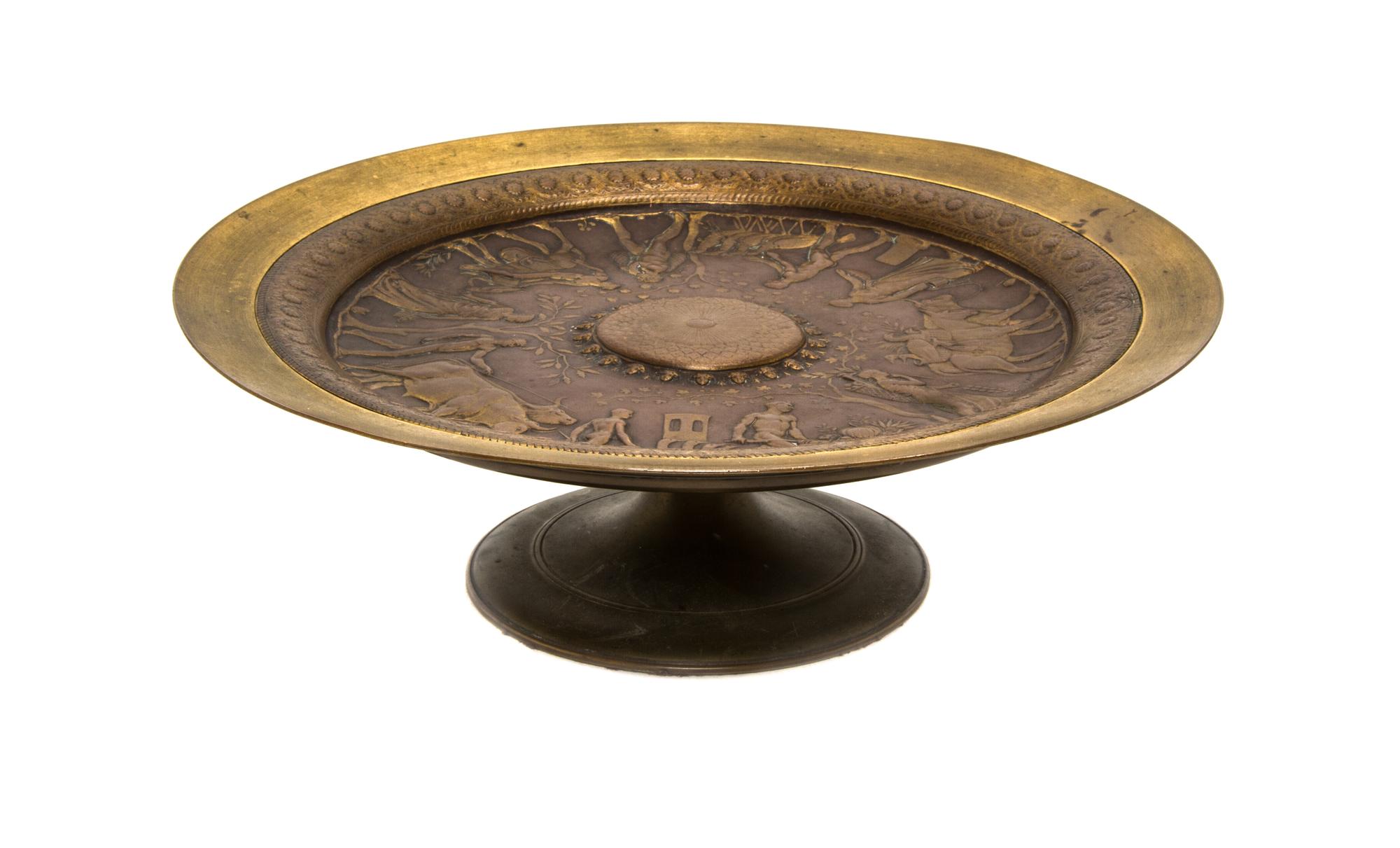 A Continental Bronze Tazza, Height 3 1/4 x diameter 10 3/8 inches.