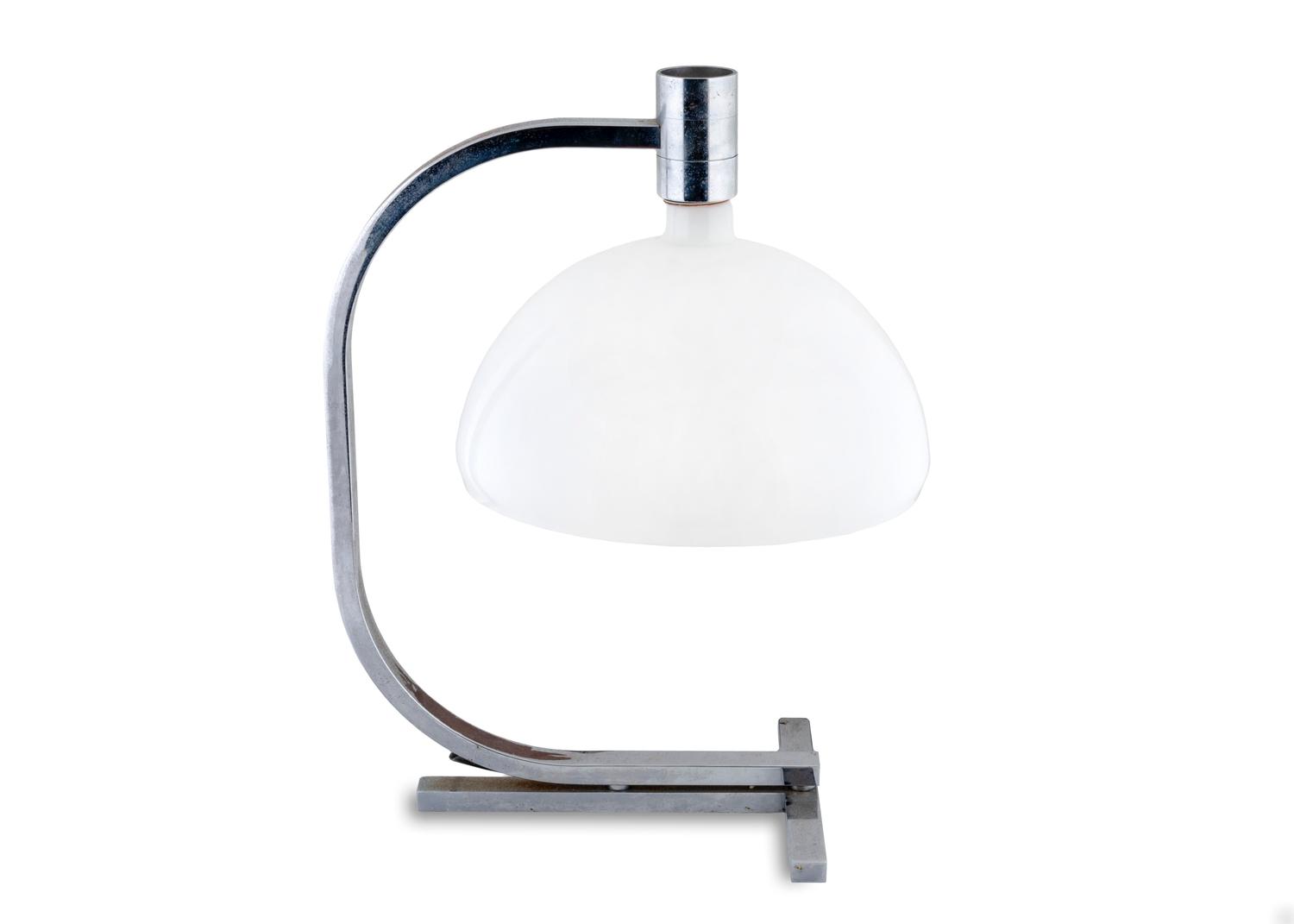 A Modernist Blown Glass and Chrome Table Lamp — 20TH CENTURY