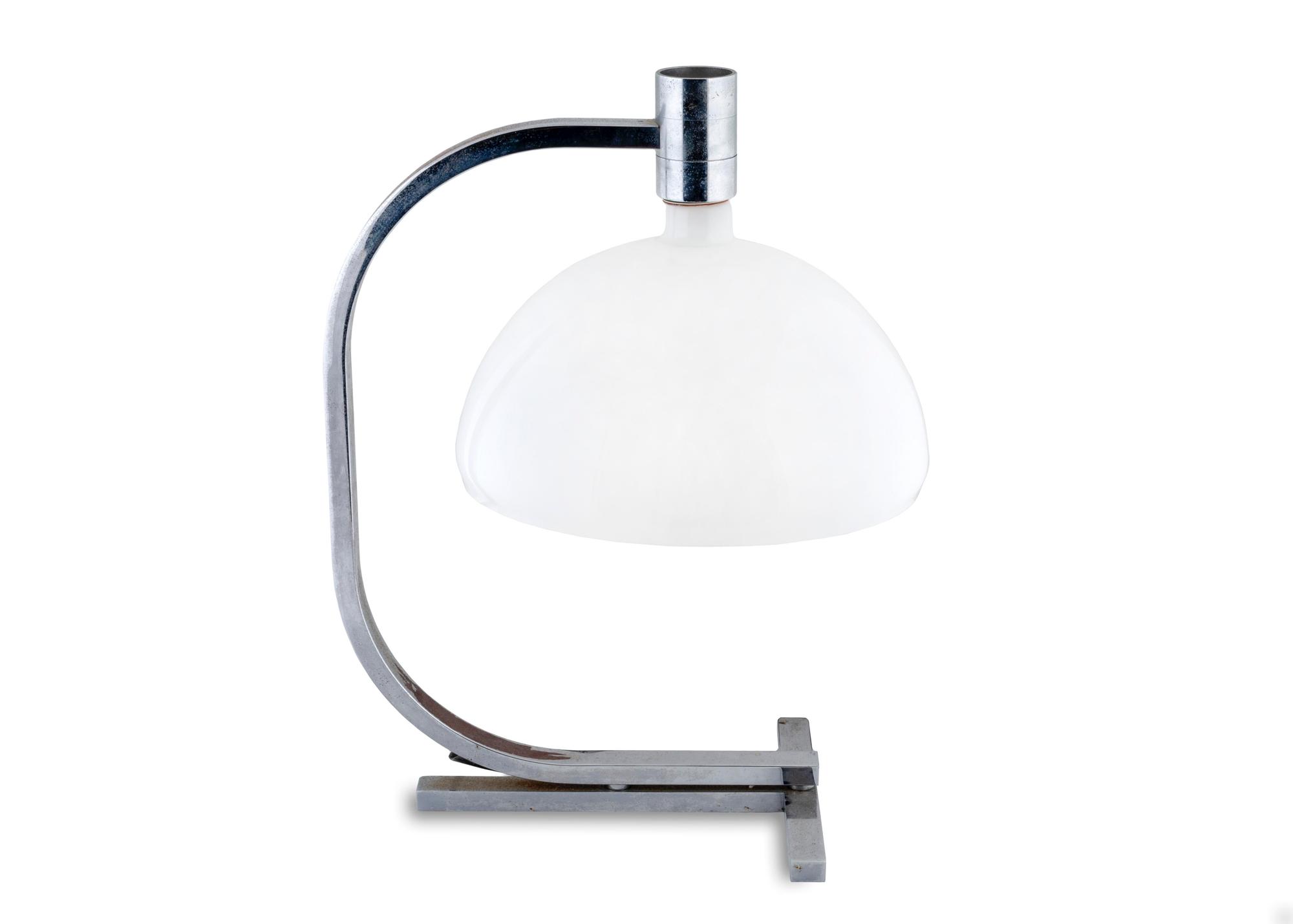 A Modernist Blown Glass and Chrome Table Lamp — 20TH CENTURY