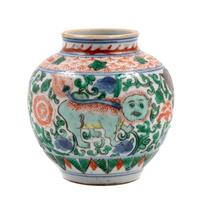A Small Chinese Wucai Porcelain Jar — KANGXI PERIOD (1662-1722)