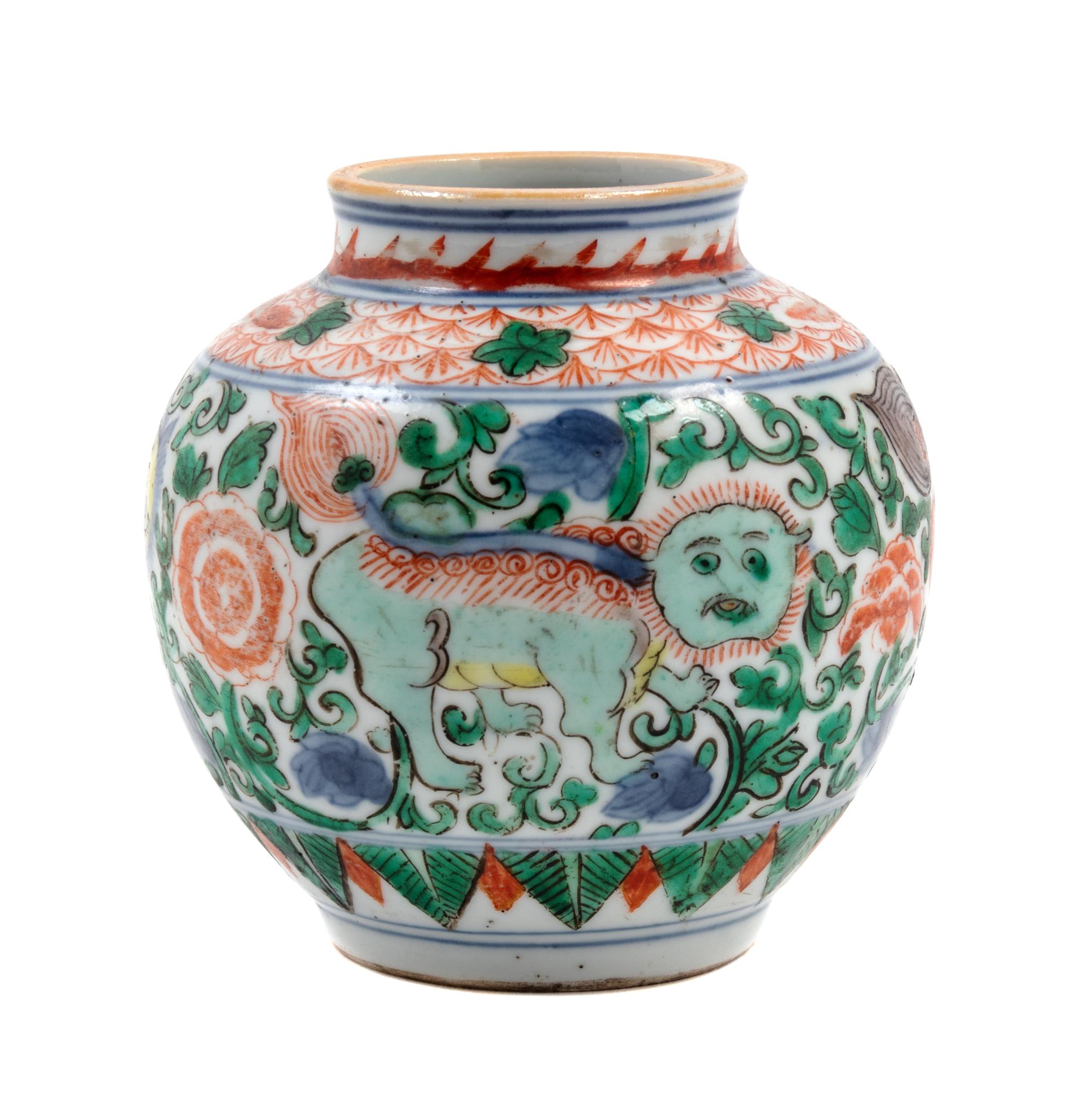 A Small Chinese Wucai Porcelain Jar — KANGXI PERIOD (1662-1722)