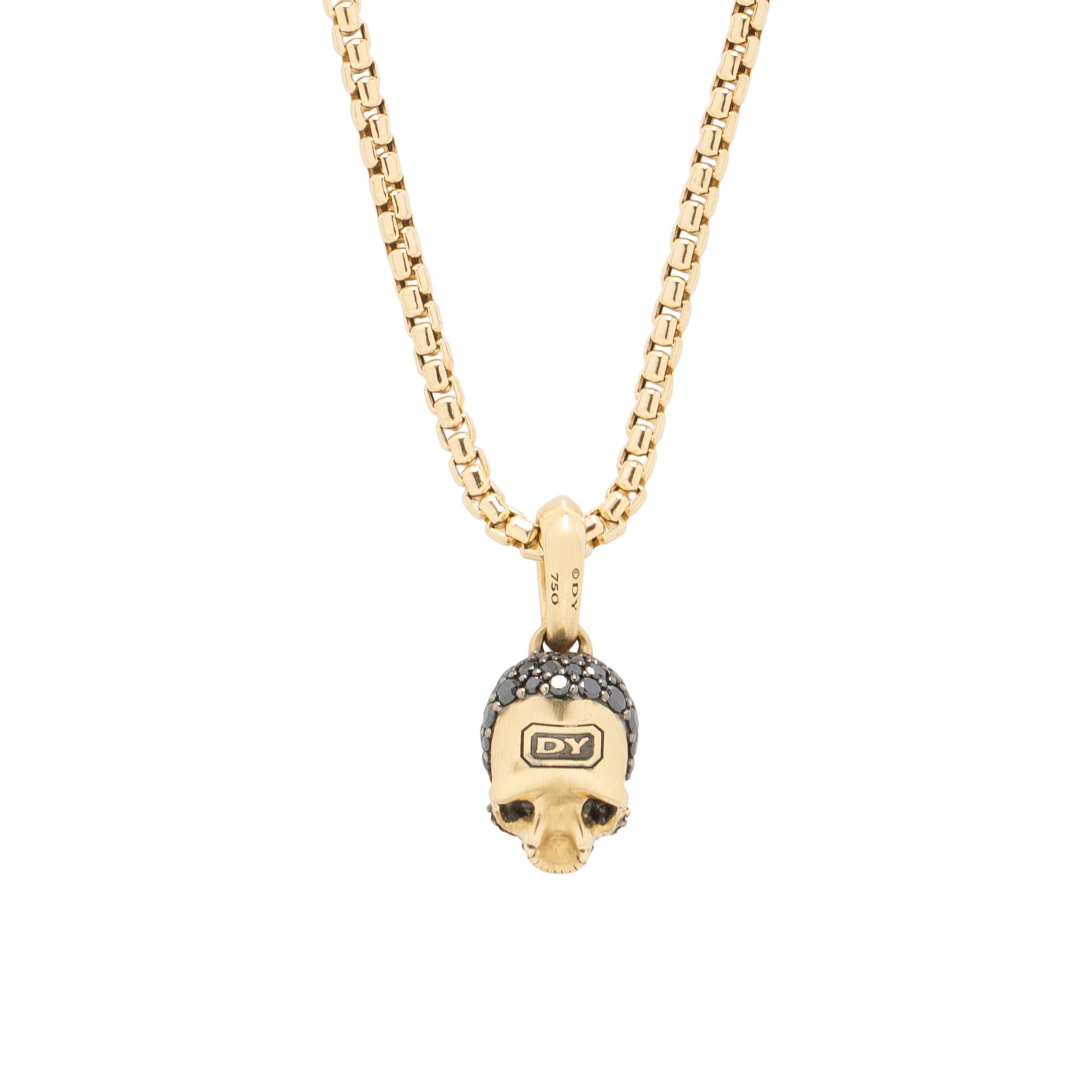 DAVID YURMAN, BLACK DIAMOND, RUBY, AND YELLOW GOLD 'MEMENTO MORI' SKULL PENDANT NECKLACE
