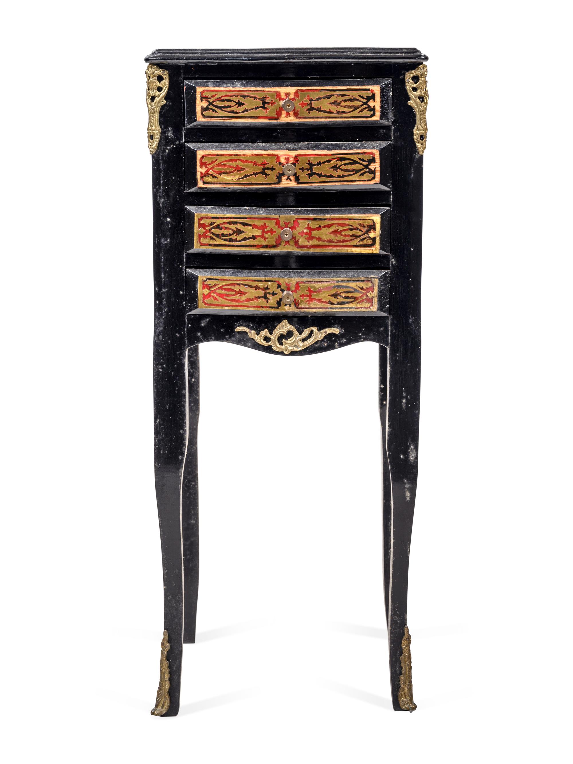 A Napoleon III Style Brass Inlaid Simulated Tortoise Chest