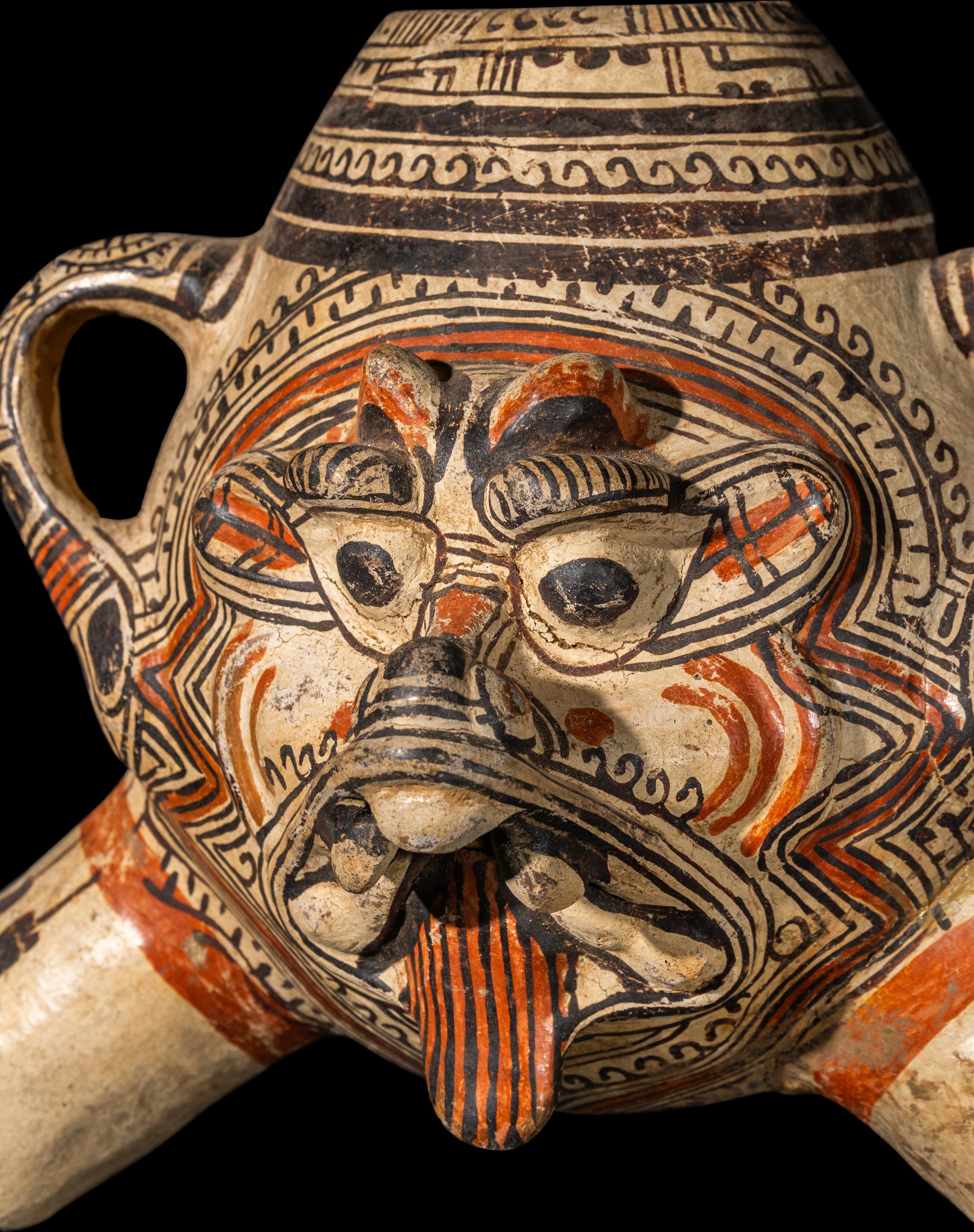 A Nicoya Style Polychrome Zoomorphic Vessel