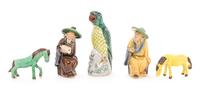 Five Chinese Glazed Porcelain Figures Height of largest 4 5/8 inches. — 19TH-EARLY 20TH CENTURY