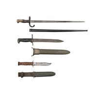 Lot of 3 Edged Weapons Including: French M1874 Gras Bayonet, US M1 Bayonet, Robeson USN Mk 2 Knife