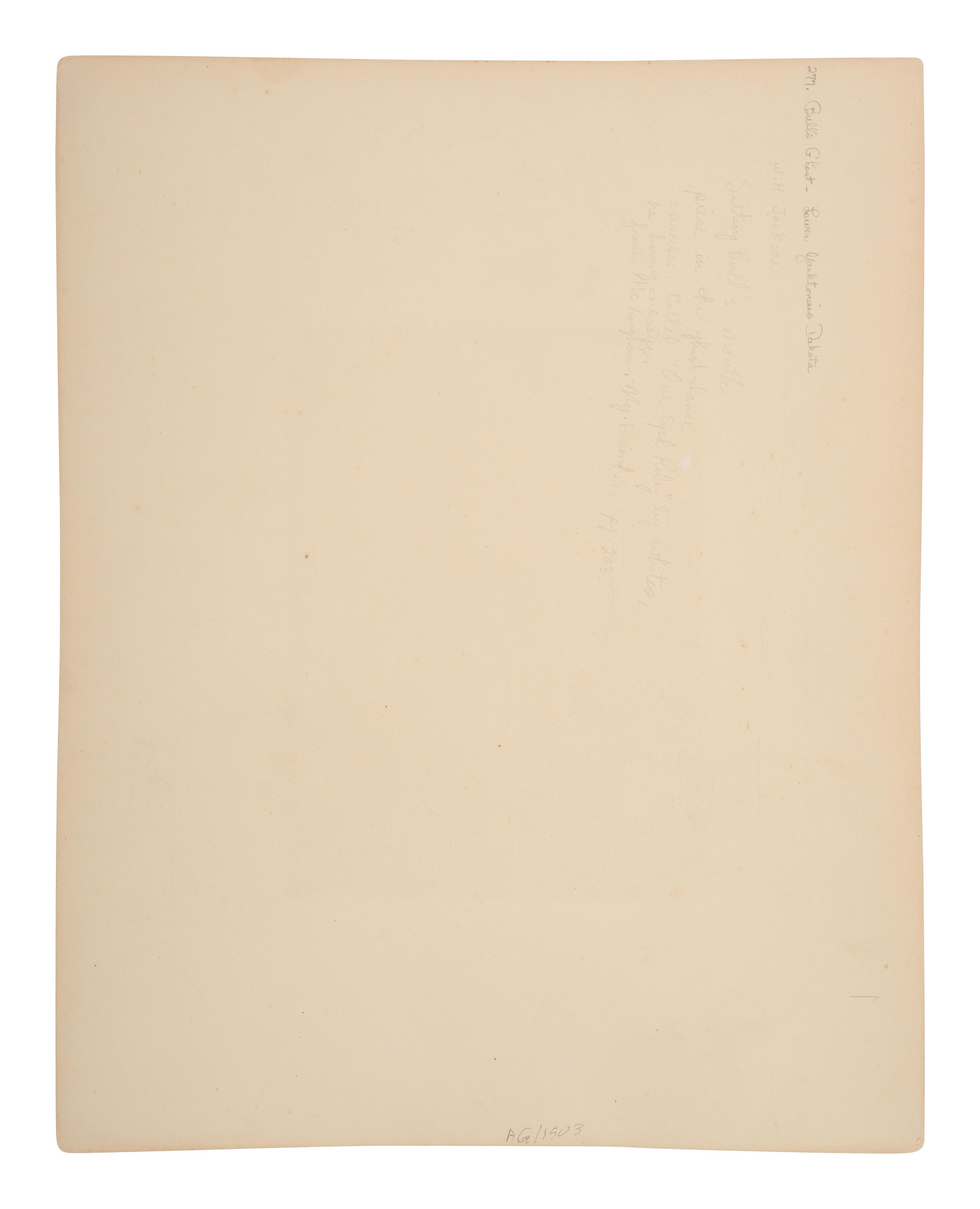[GARDNER, Alexander (1821-1882), photographer]. Albumen photograph of Bull's Ghost, Lower Yanktonai. [Washington, DC, 1872].