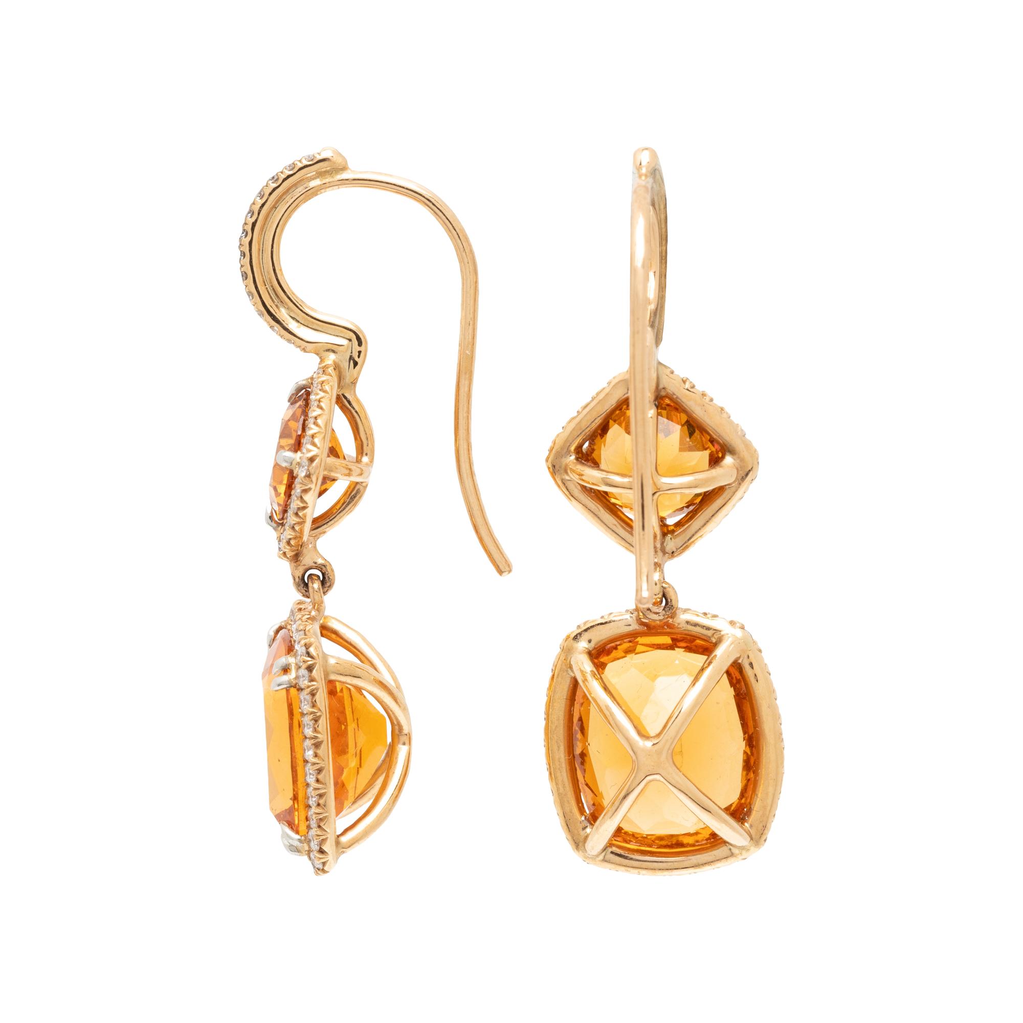 SPESSARTINE GARNET AND DIAMOND EARRINGS