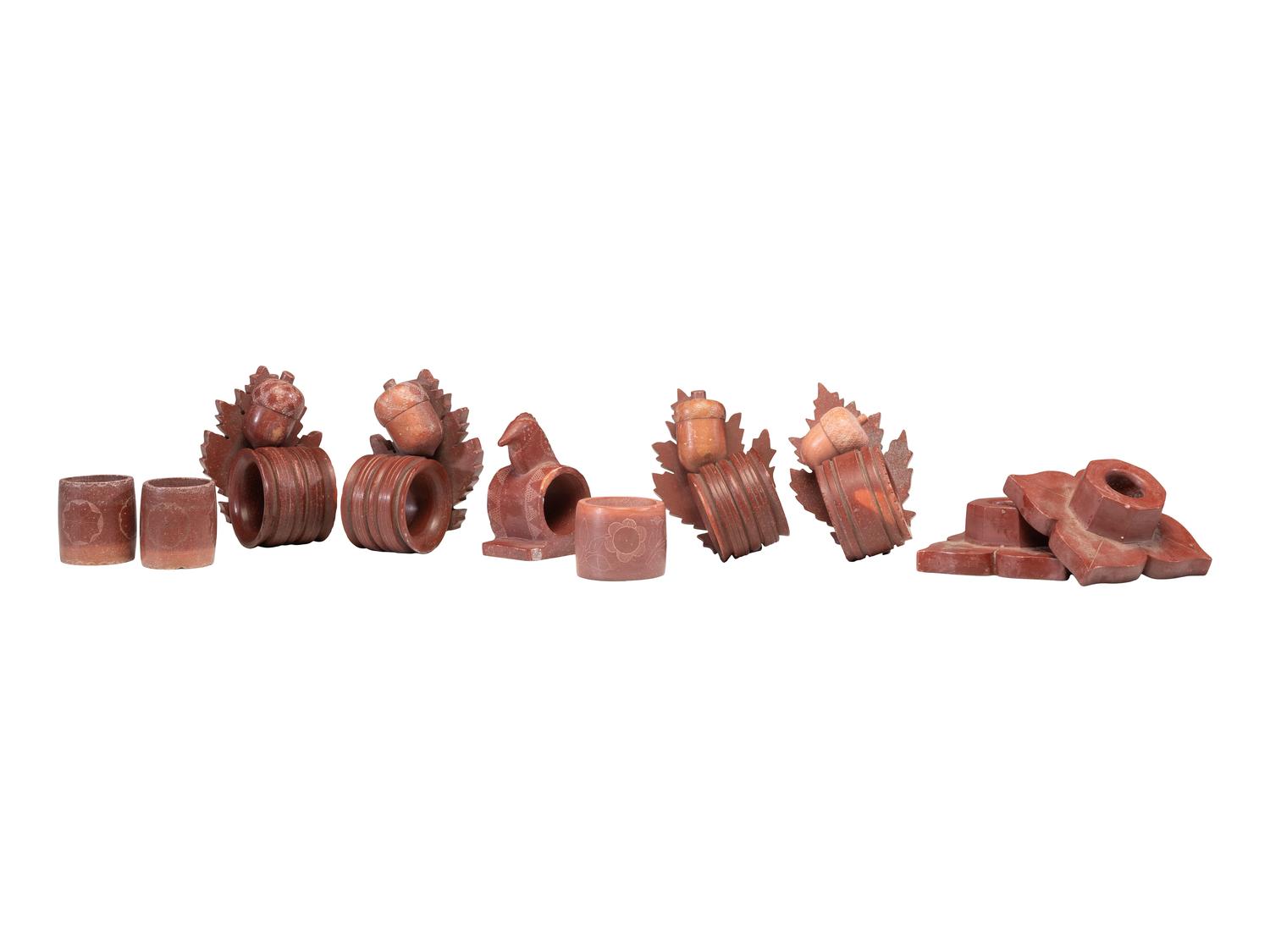 Catlinite Napkin Rings and Candlestick Holders