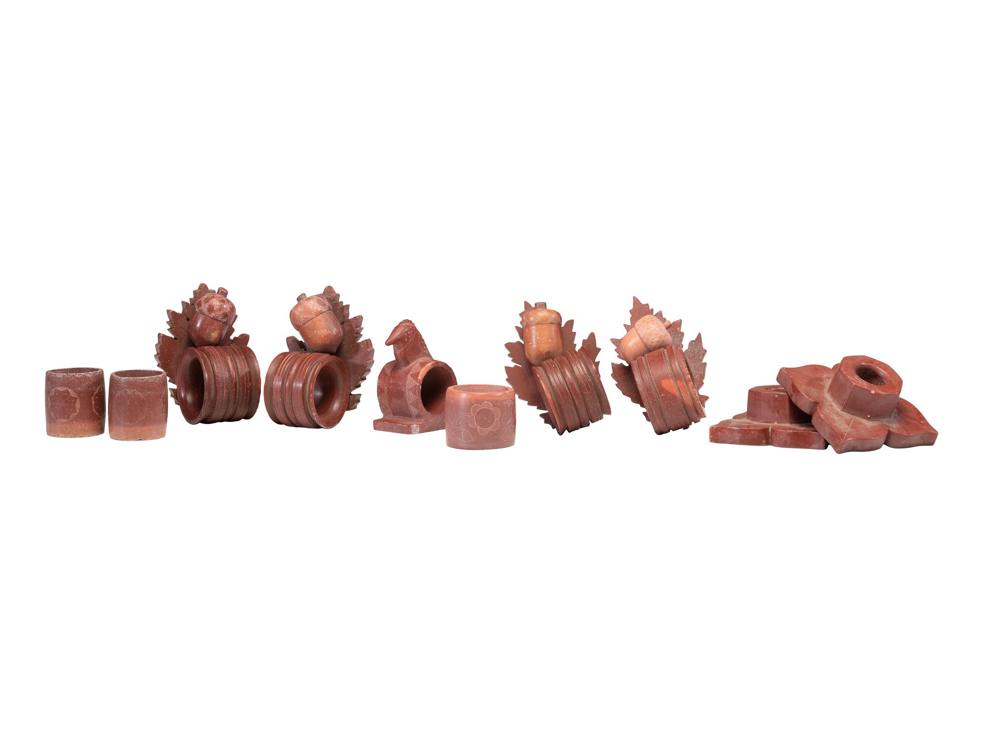 Catlinite Napkin Rings and Candlestick Holders